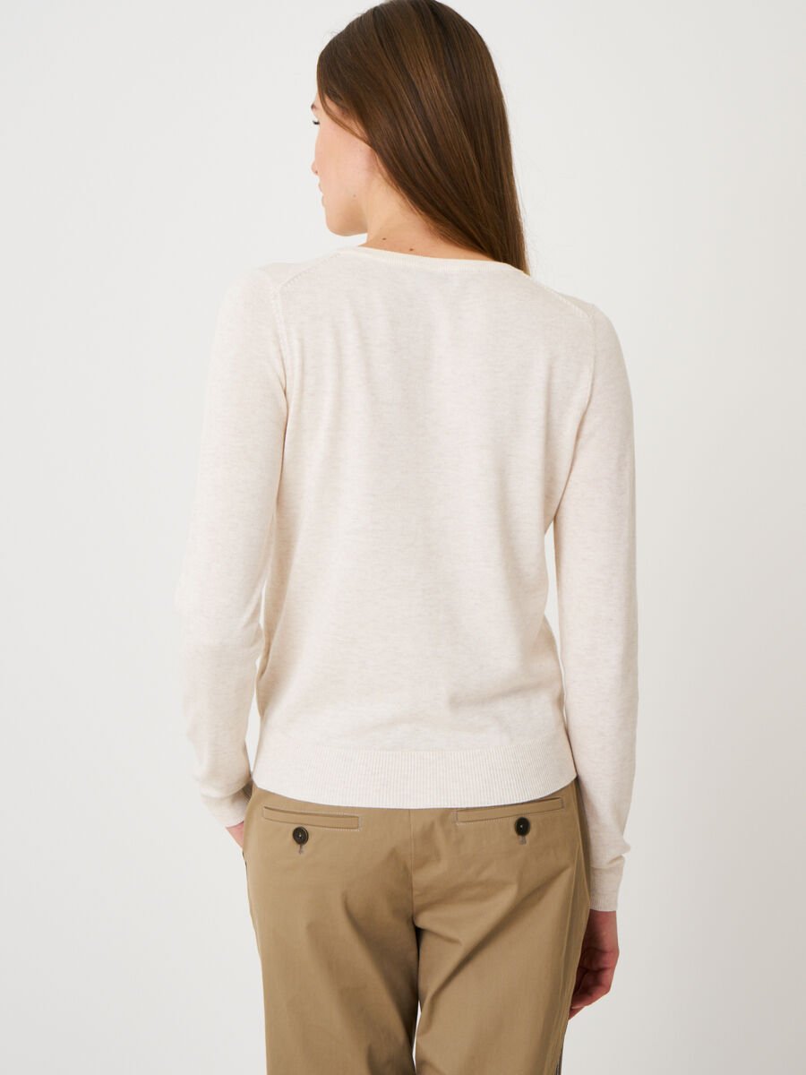 Repeat Cashmere Basic Fijn Gebreid Cardigan In Katoenmix
