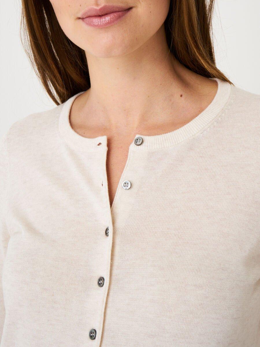 Repeat Cashmere Basic Fijn Gebreid Cardigan In Katoenmix