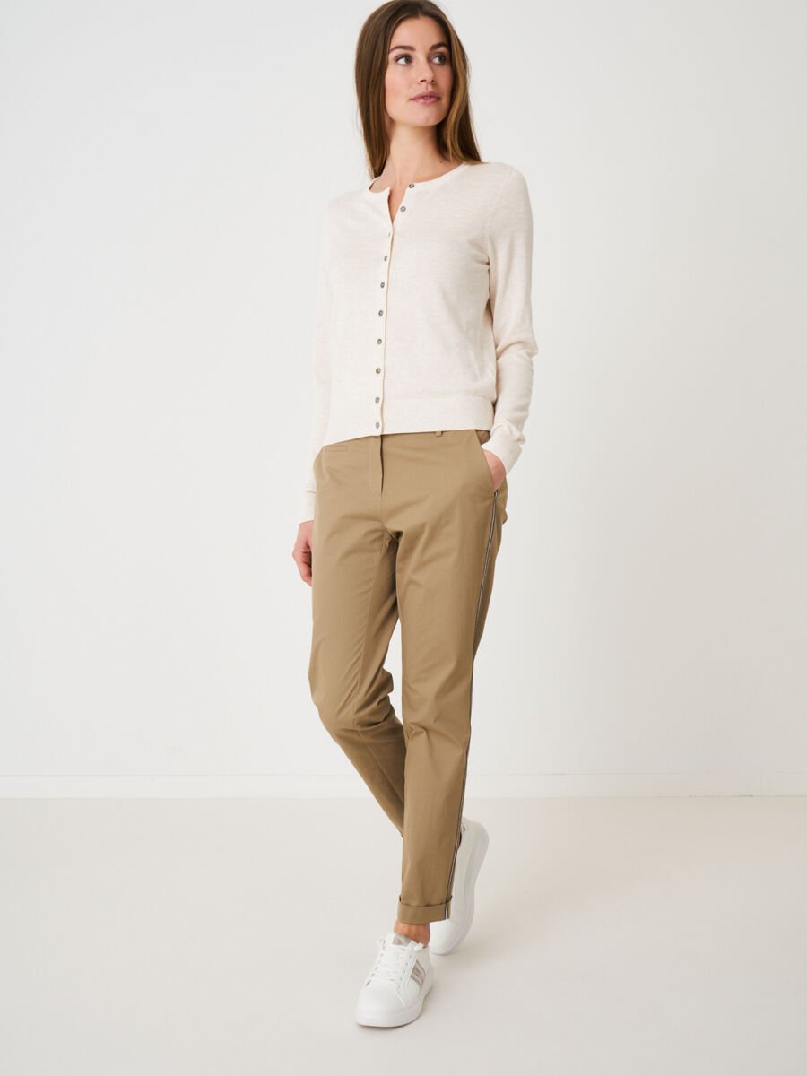 Repeat Cashmere Basic Fijn Gebreid Cardigan In Katoenmix