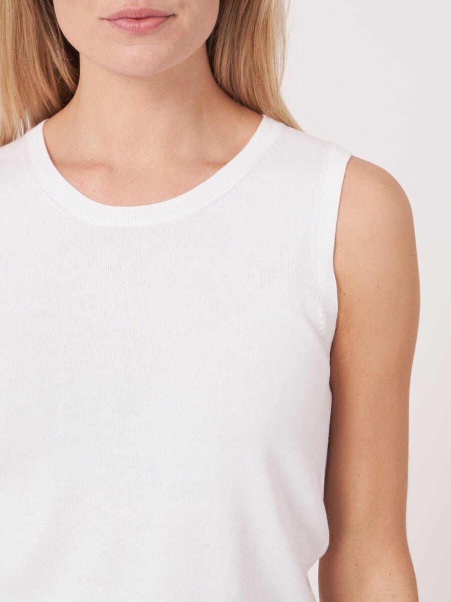 Repeat Cashmere Basic Fijn Gebreid Top In Katoenmix