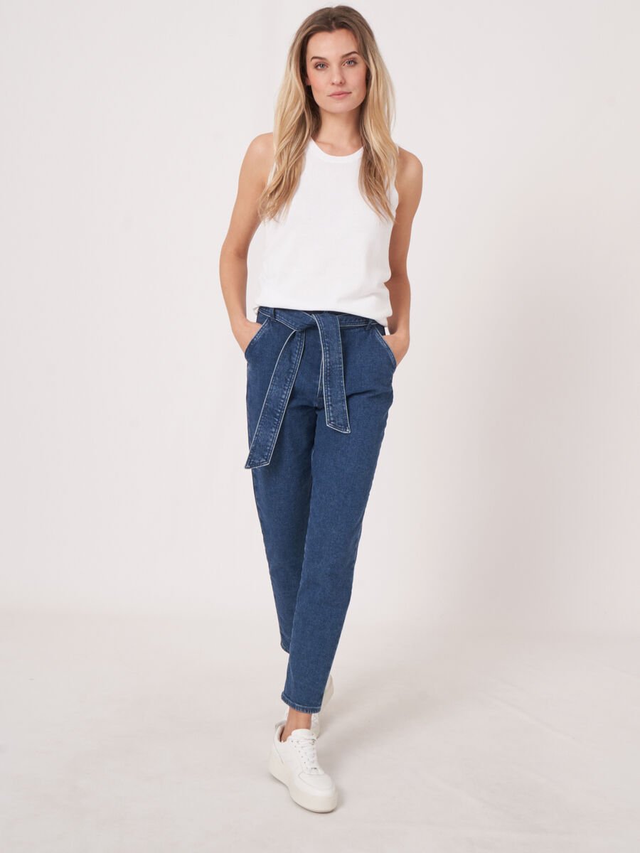 Repeat Cashmere Basic Fijn Gebreid Top In Katoenmix