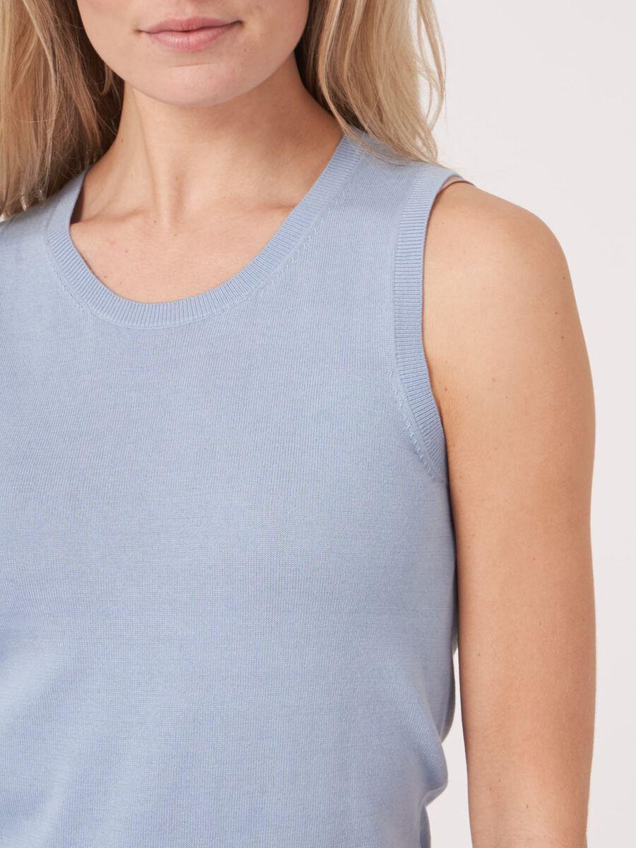 Repeat Cashmere Basic Fijn Gebreid Top In Katoenmix