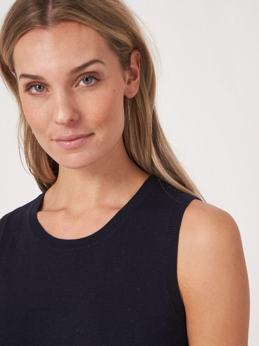 Repeat Cashmere Basic Fijn Gebreid Top In Katoenmix