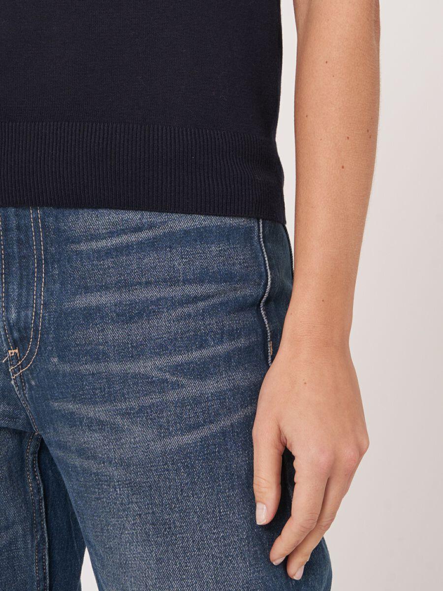 Repeat Cashmere Basic Fijn Gebreid Top In Katoenmix