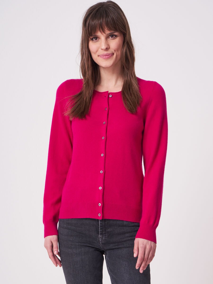 repeat cashmere Basic fijngebreid vest met ronde hals van biologisch cashmere