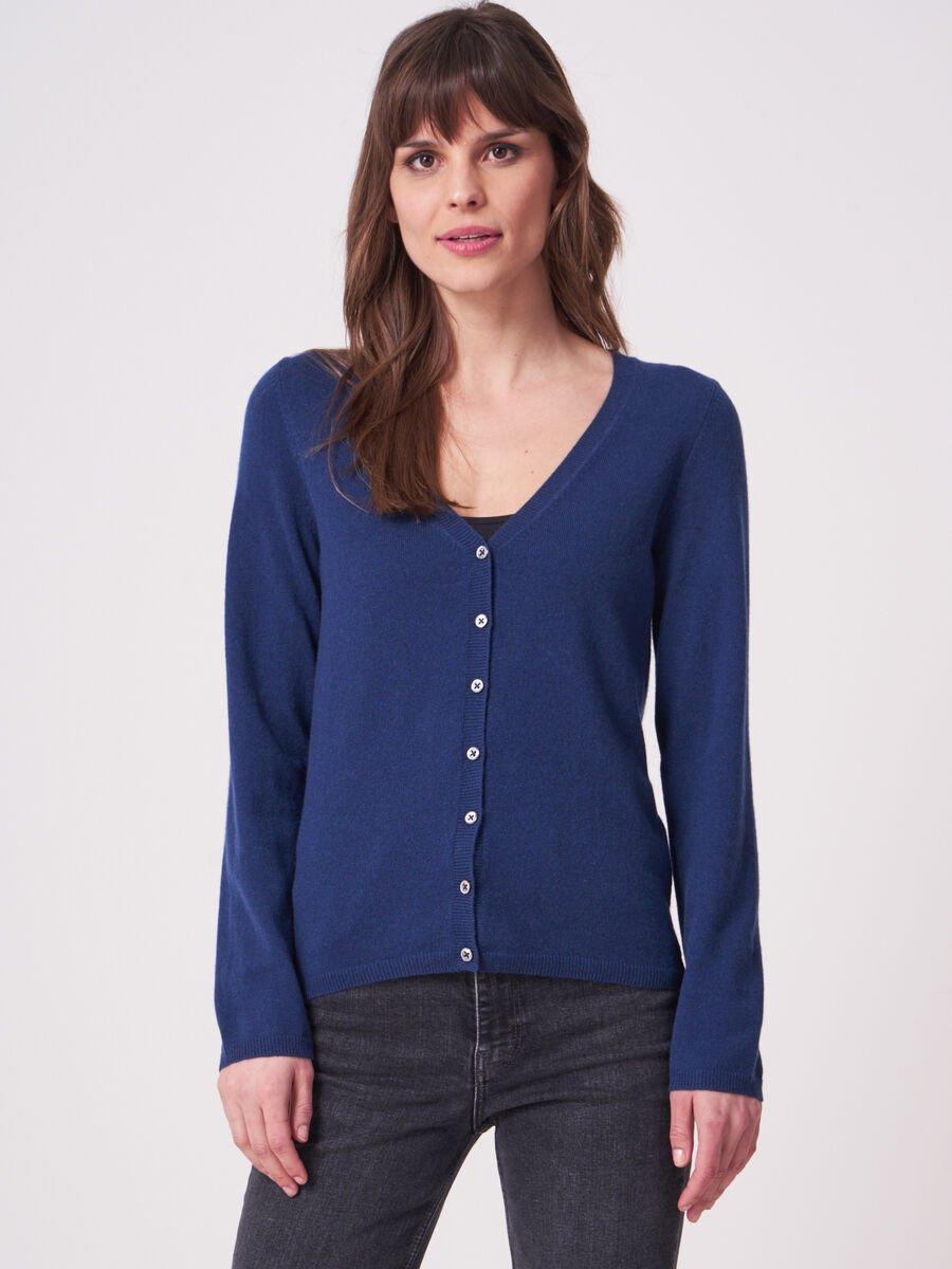 repeat cashmere Basic fijngebreid vest met V-hals van biologisch cashmere