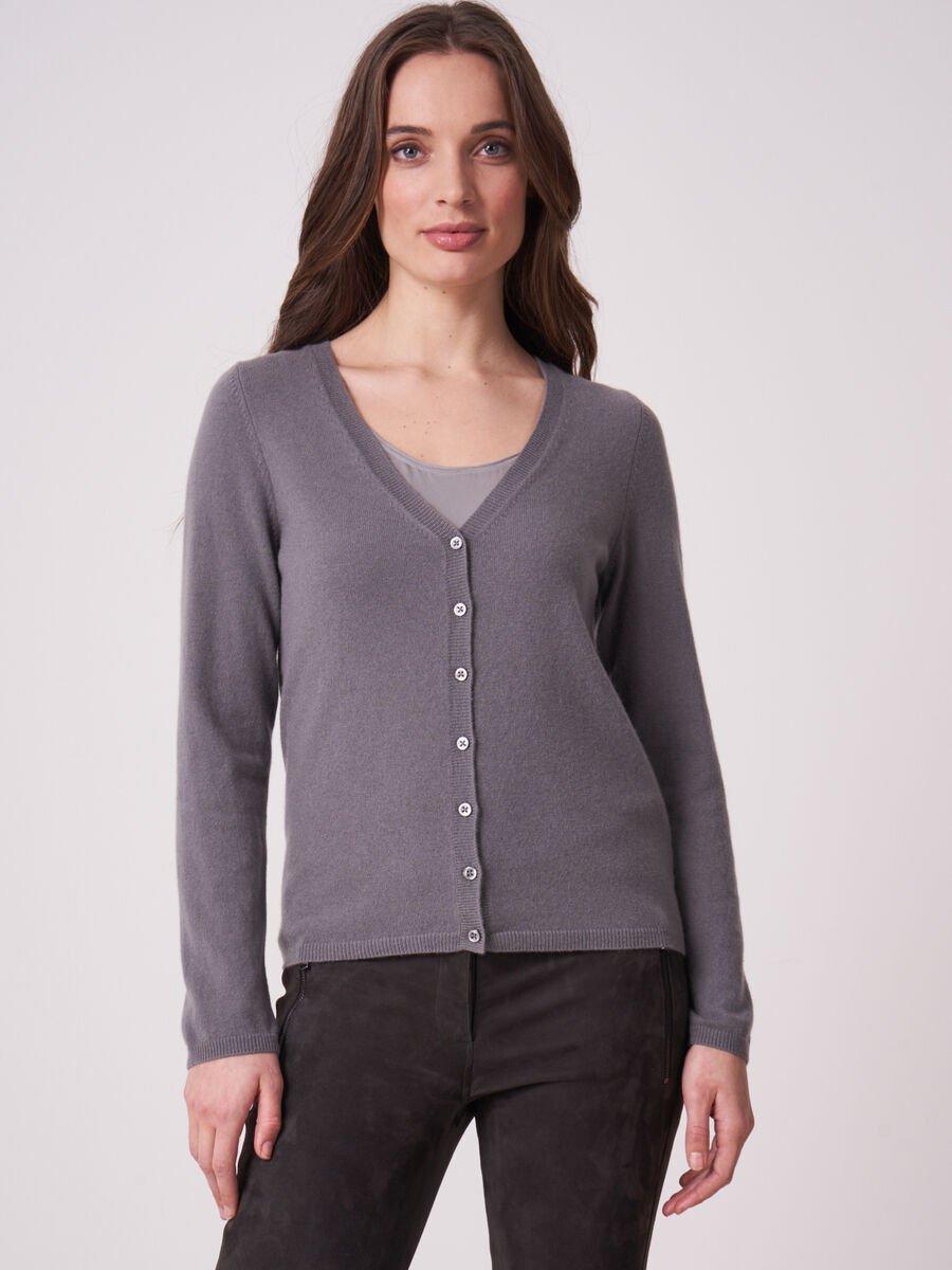 repeat cashmere Basic fijngebreid vest met V-hals van biologisch cashmere