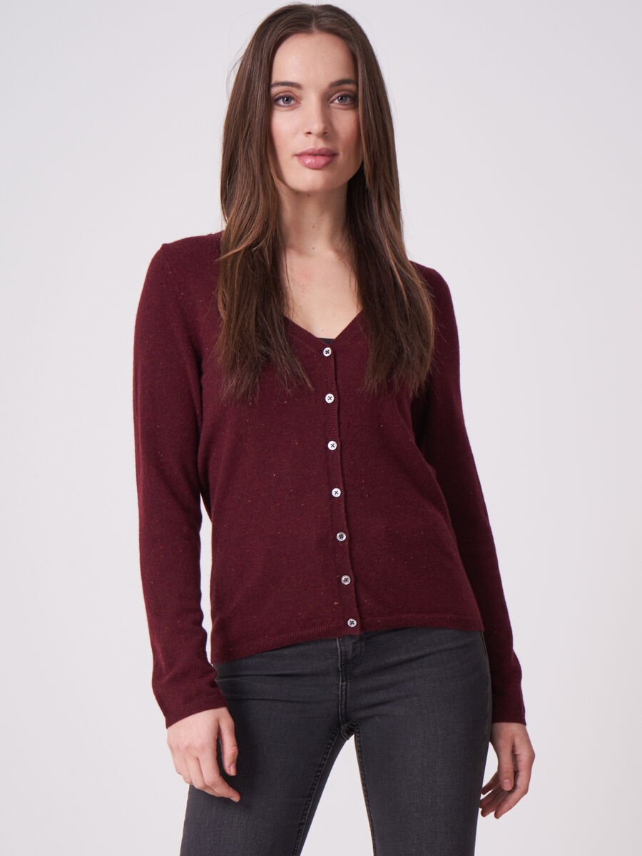 repeat cashmere Basic fijngebreid vest met V-hals van biologisch cashmere