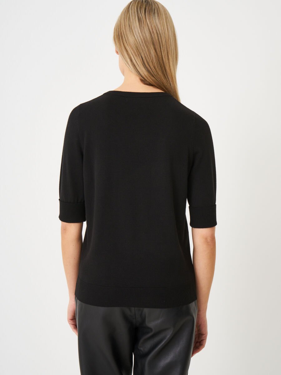Repeat Cashmere Basic Fijngebreide Trui Met Korte Mouwen