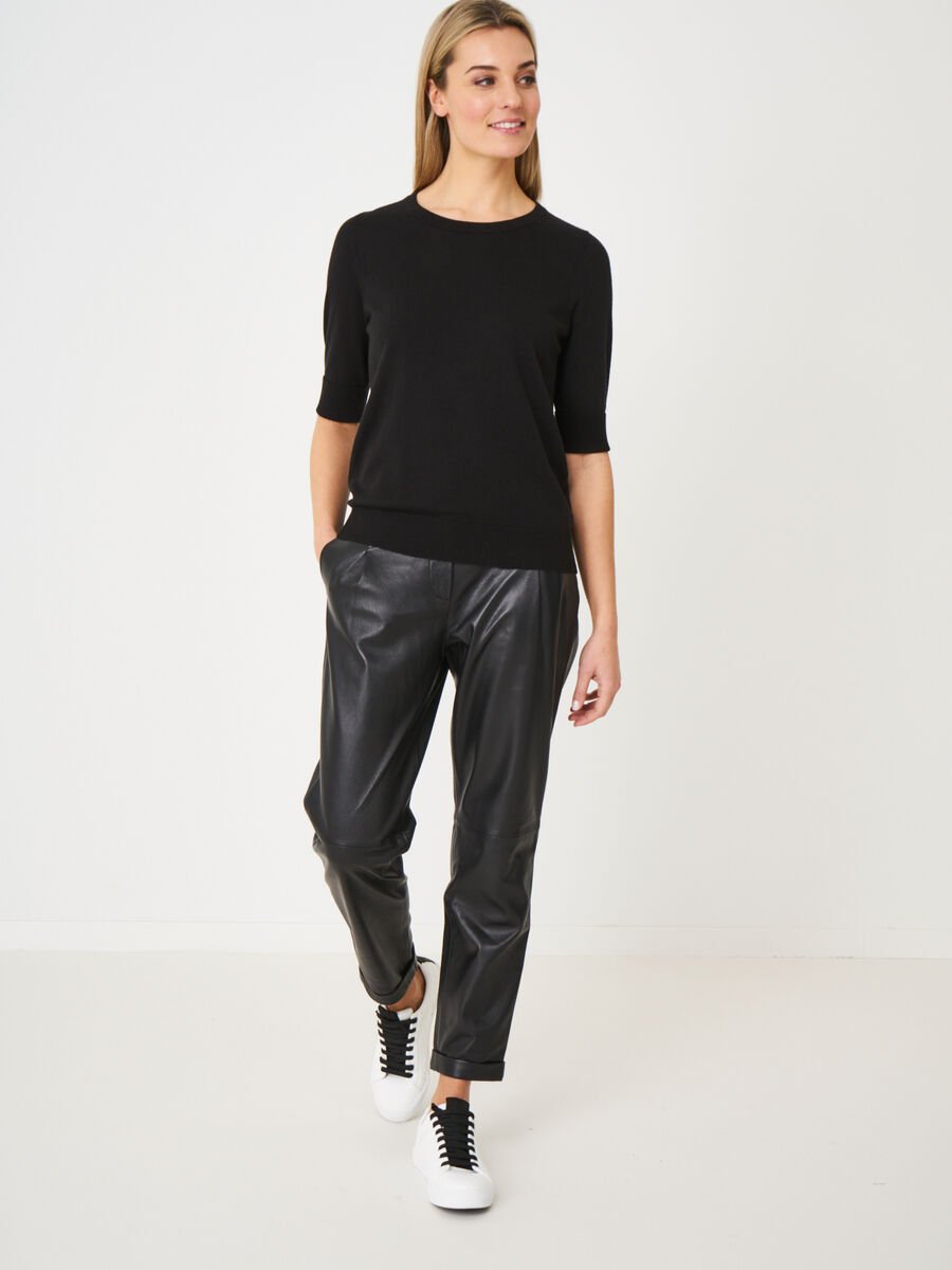 Repeat Cashmere Basic Fijngebreide Trui Met Korte Mouwen