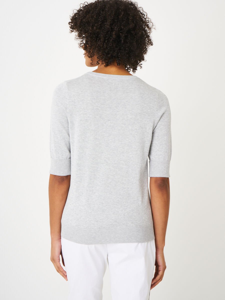 Repeat Cashmere Basic Fijngebreide Trui Met Korte Mouwen