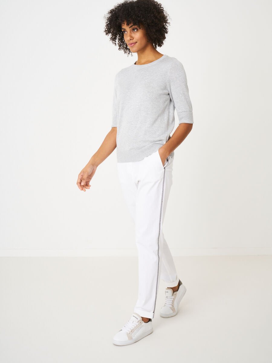 Repeat Cashmere Basic Fijngebreide Trui Met Korte Mouwen