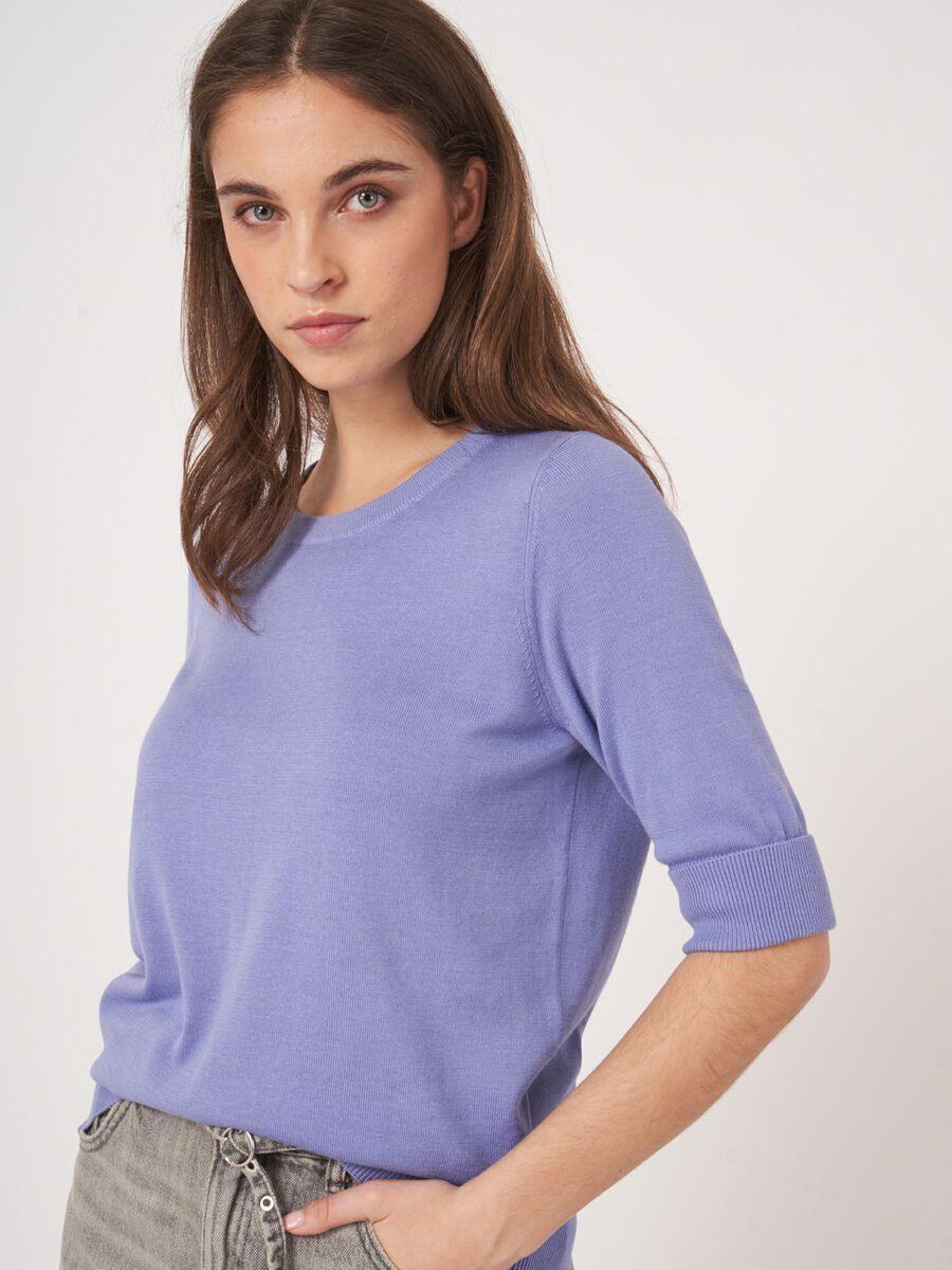 Repeat Cashmere Basic Fijngebreide Trui Met Korte Mouwen