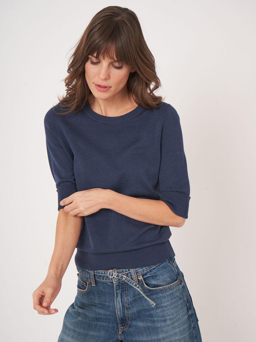 Repeat Cashmere Basic Fijngebreide Trui Met Korte Mouwen