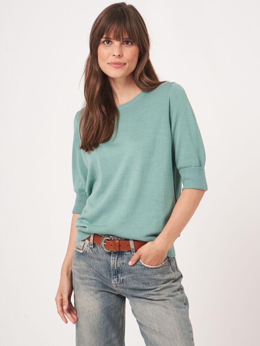 Repeat Cashmere Basic Fijngebreide Trui Met Korte Mouwen
