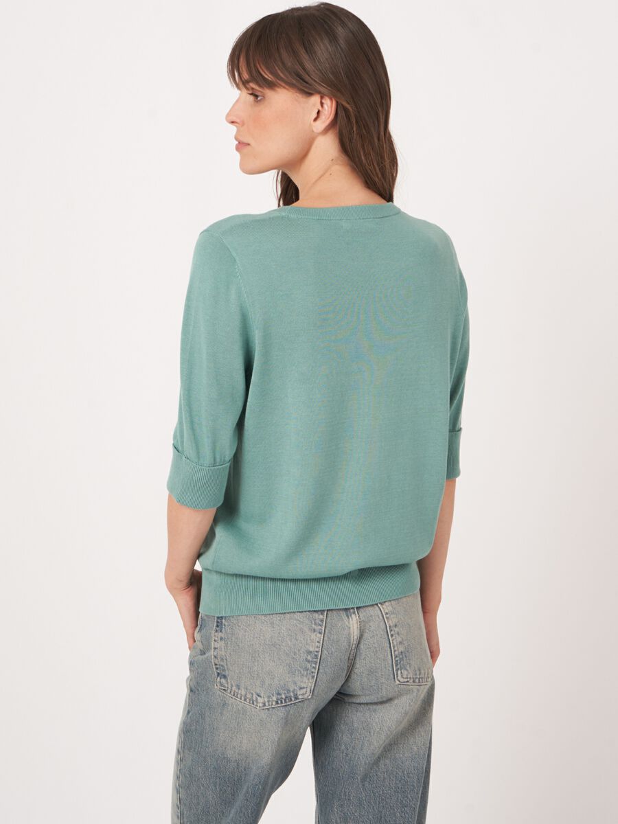 Repeat Cashmere Basic Fijngebreide Trui Met Korte Mouwen