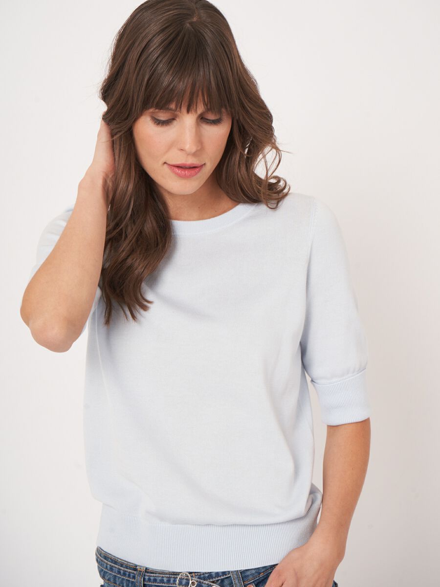Repeat Cashmere Basic Fijngebreide Trui Met Korte Mouwen