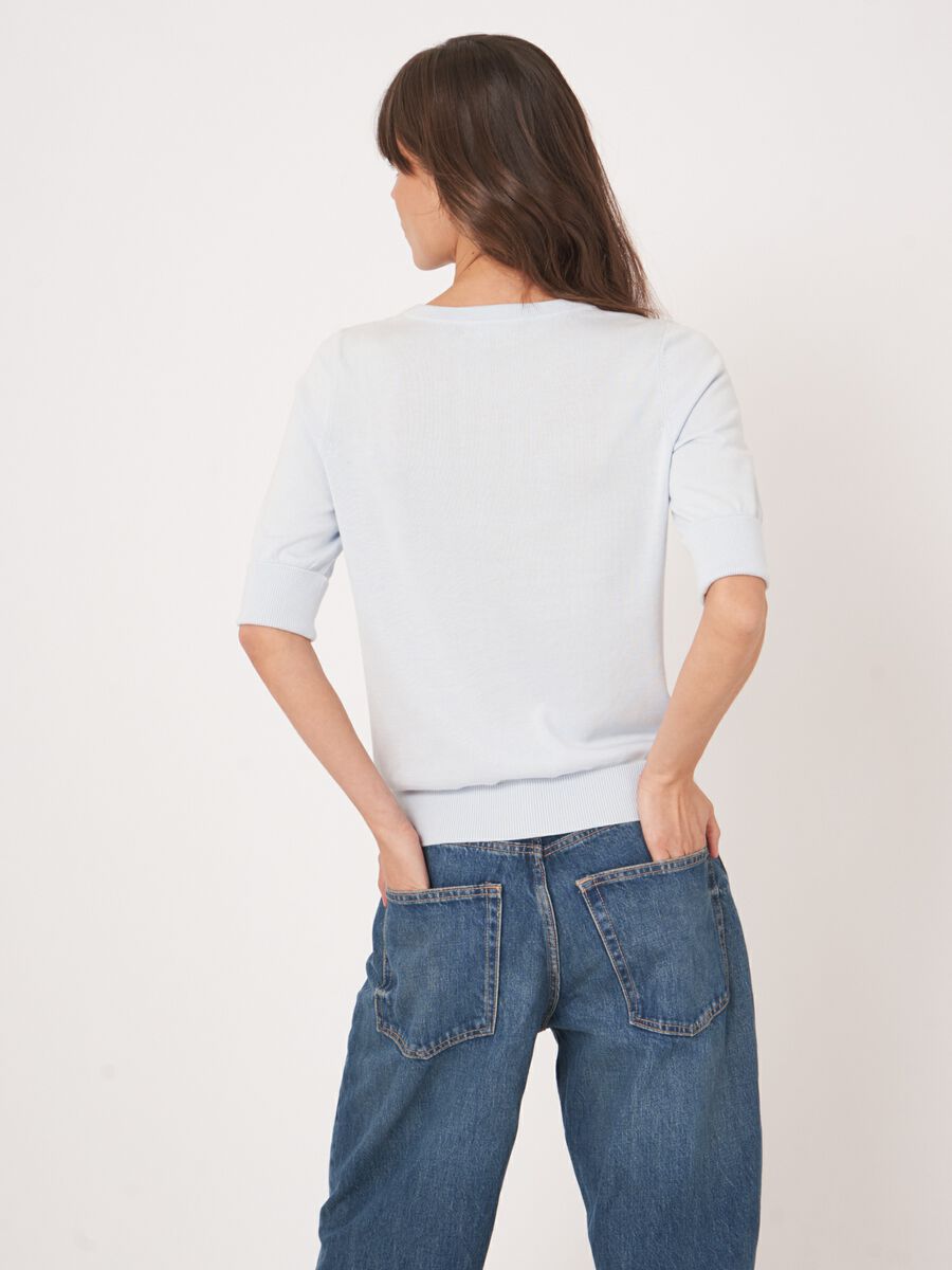 Repeat Cashmere Basic Fijngebreide Trui Met Korte Mouwen