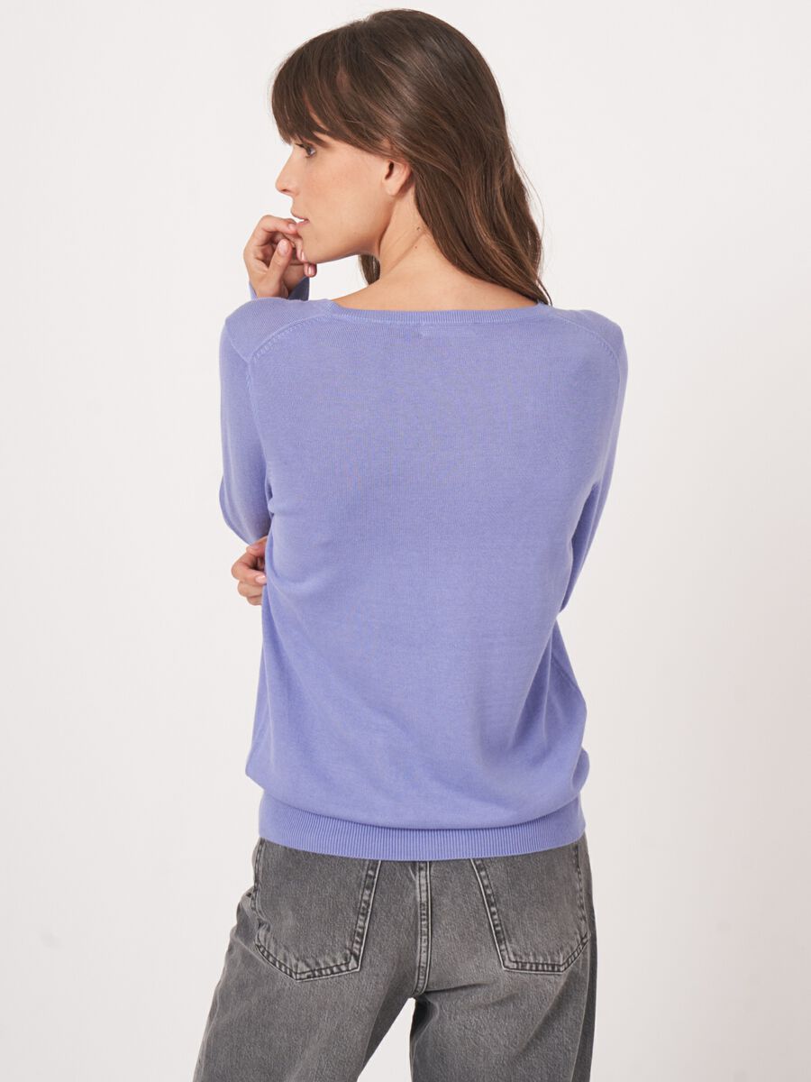 Repeat Cashmere Basic Fijngebreide V-hals Trui In Katoenmix