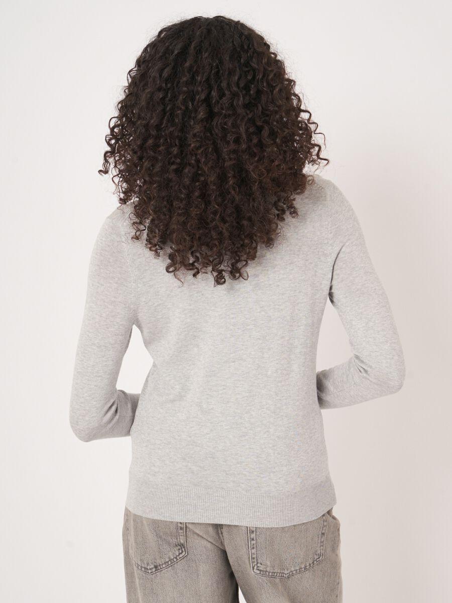 Repeat Cashmere Basic Fijngebreide V-hals Trui In Katoenmix