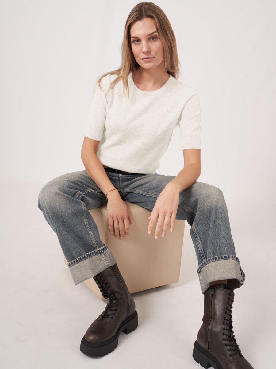 Repeat Cashmere Basic Korte Mouw Organisch Cashmere Trui