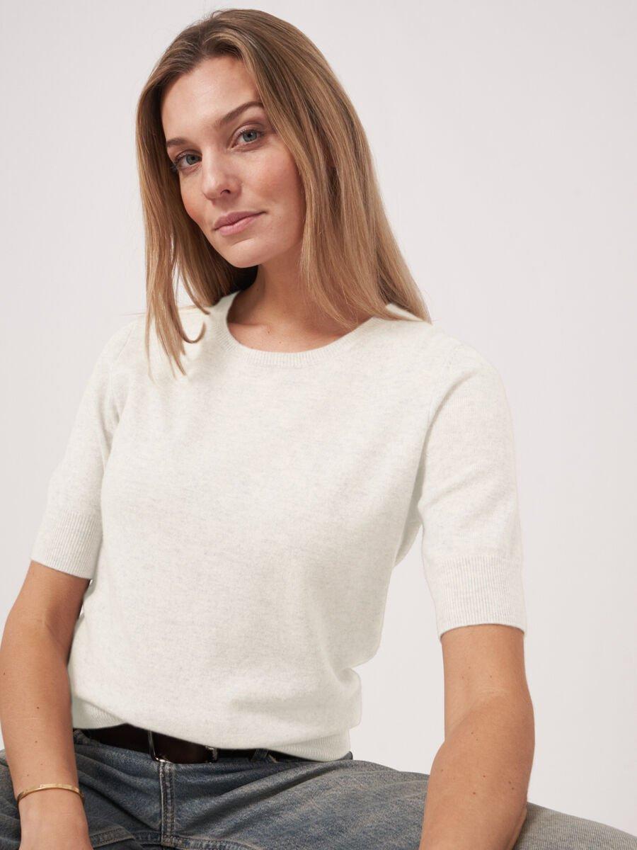 Repeat Cashmere Basic Korte Mouw Organisch Cashmere Trui