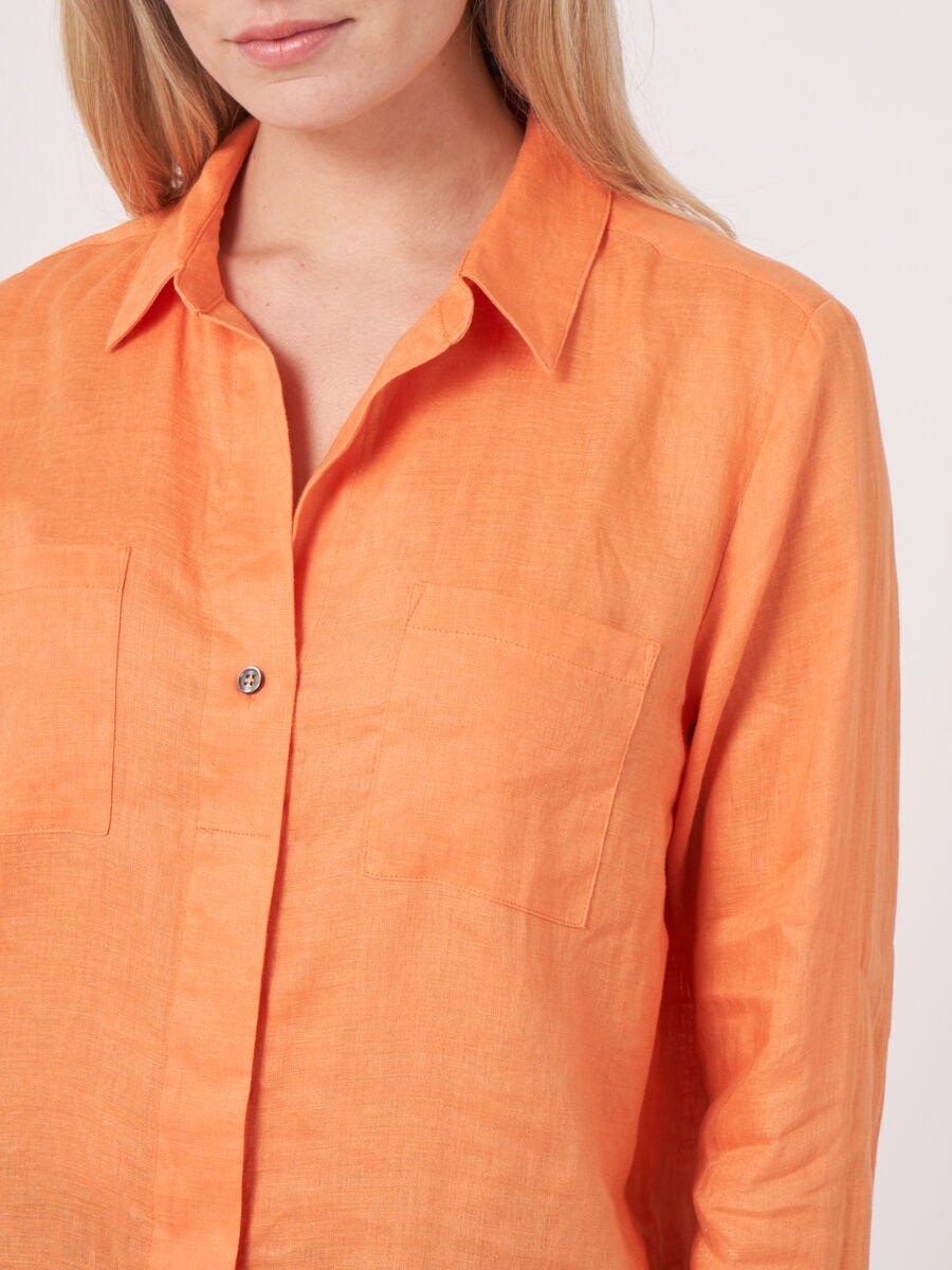 Repeat Cashmere Basic Linnen Blouse Met Borstzakken