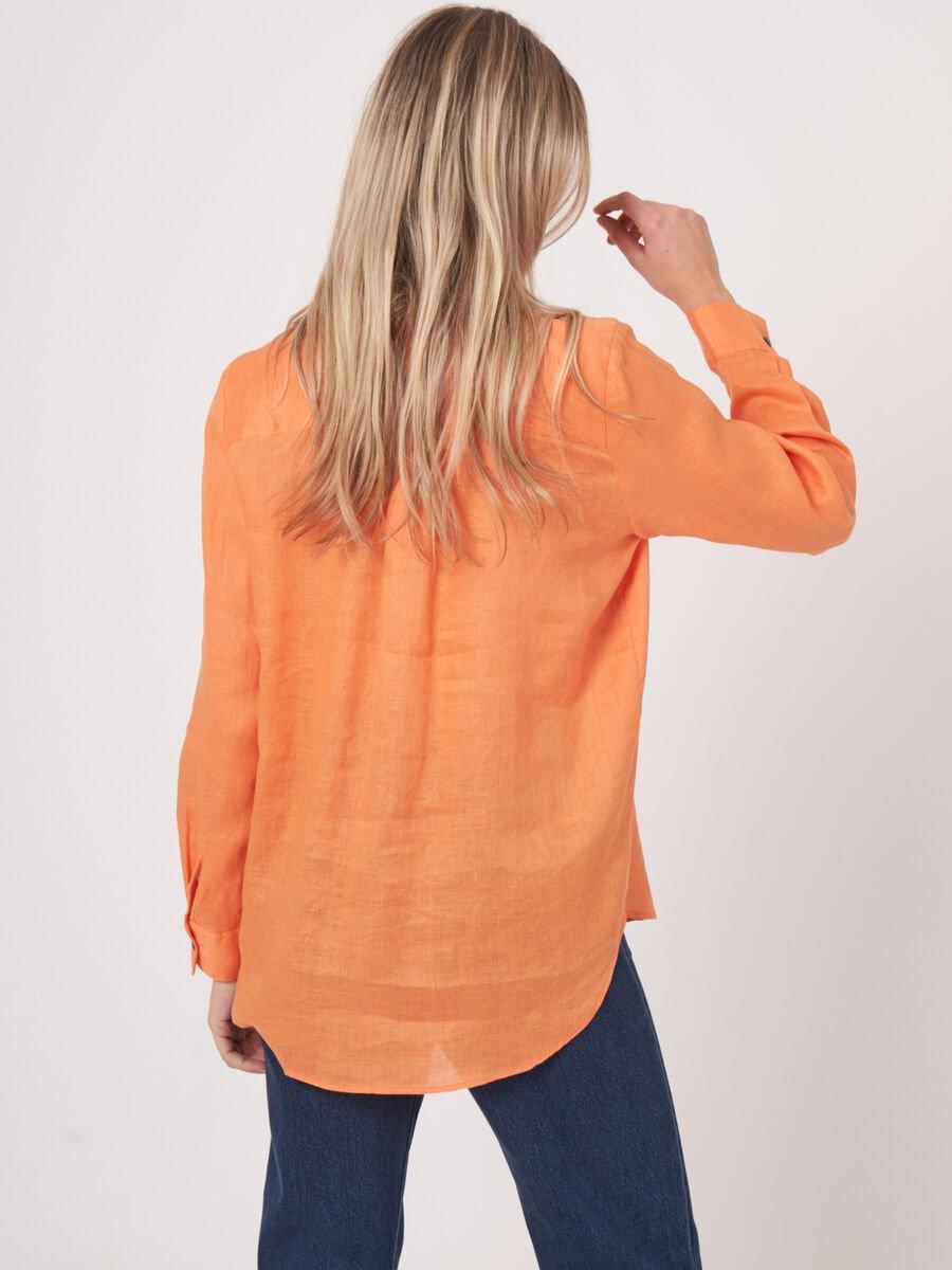 Repeat Cashmere Basic Linnen Blouse Met Borstzakken