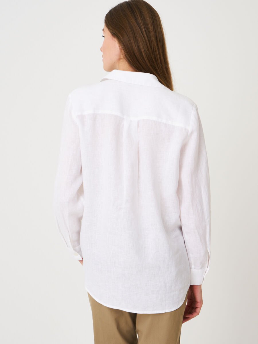 Repeat Cashmere Basic Linnen Blouse Met Borstzakken