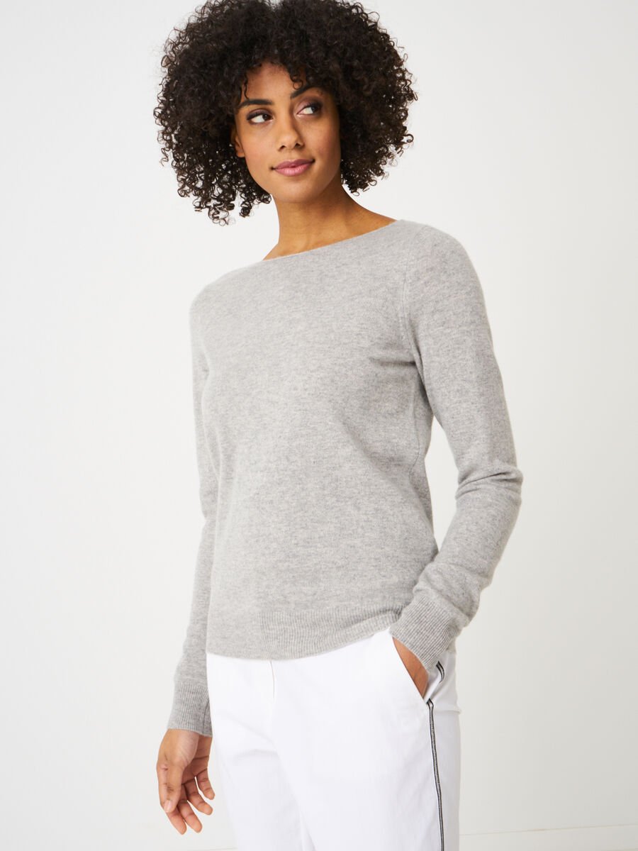 repeat cashmere Basic organisch cashmere boothals trui