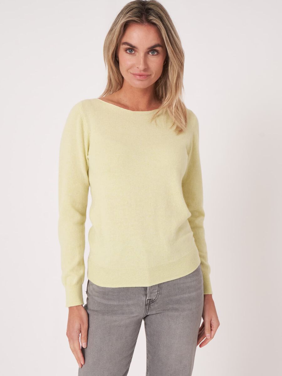 repeat cashmere Basic organisch cashmere boothals trui