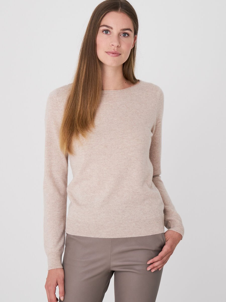 repeat cashmere Basic organisch cashmere boothals trui