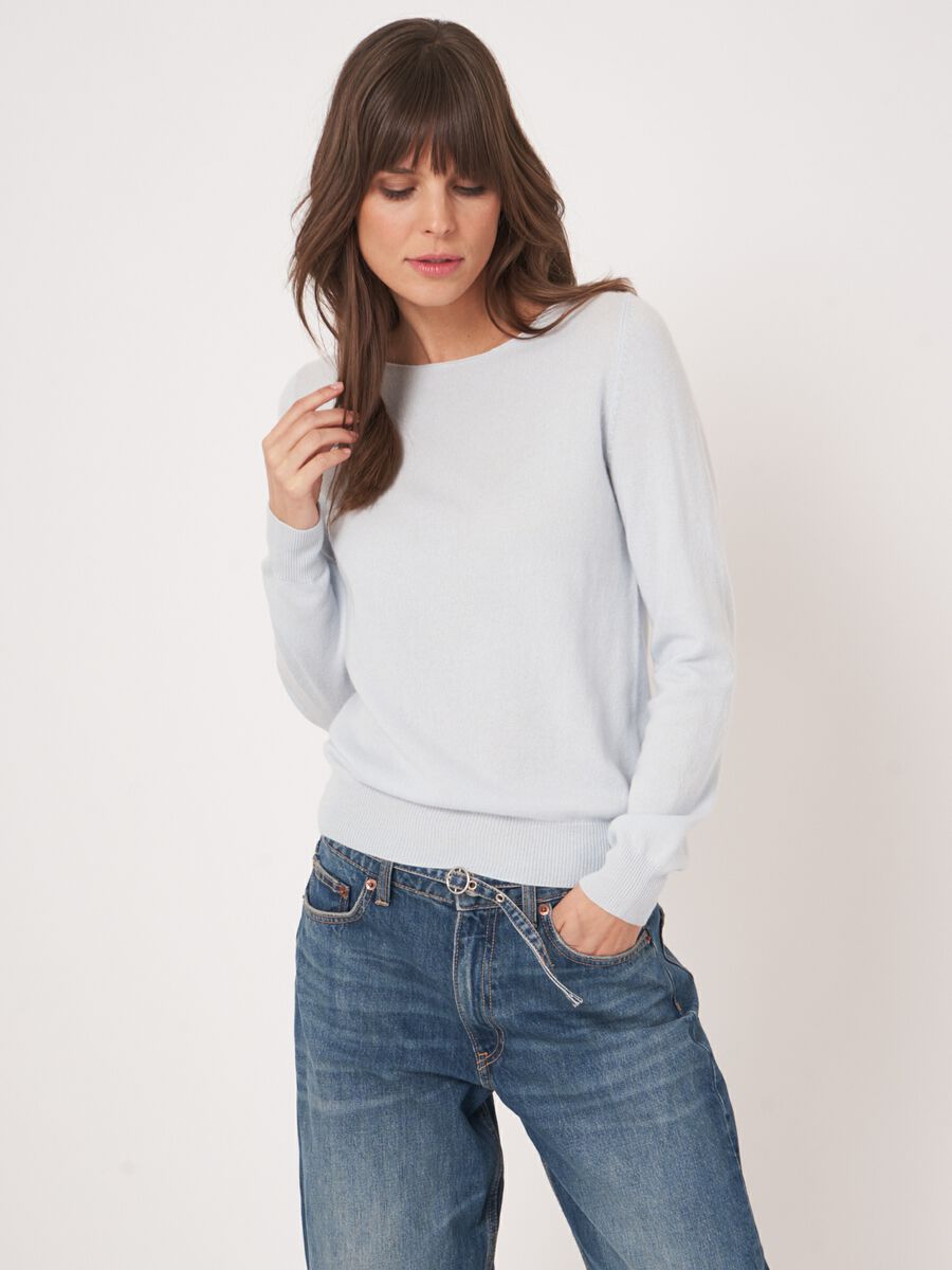 repeat cashmere Basic organisch cashmere boothals trui