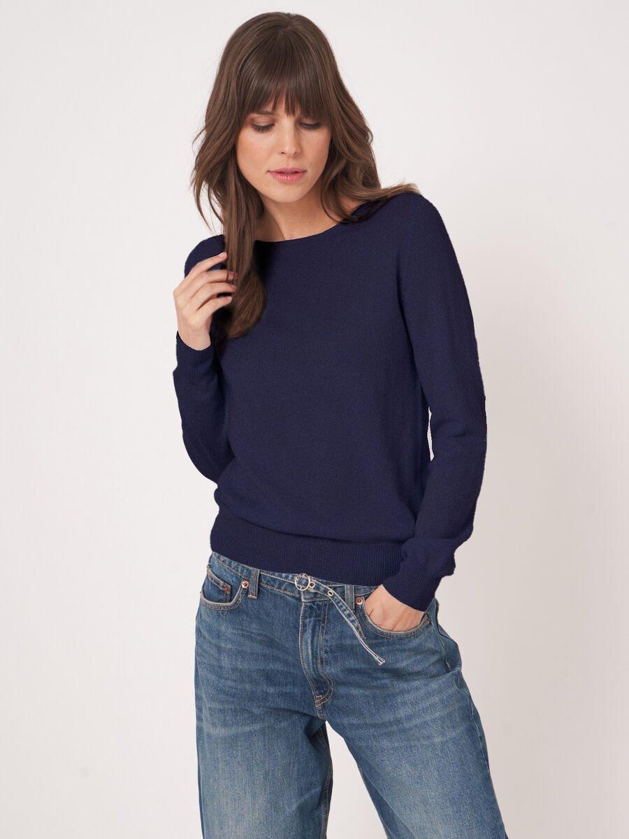 repeat cashmere Basic organisch cashmere boothals trui