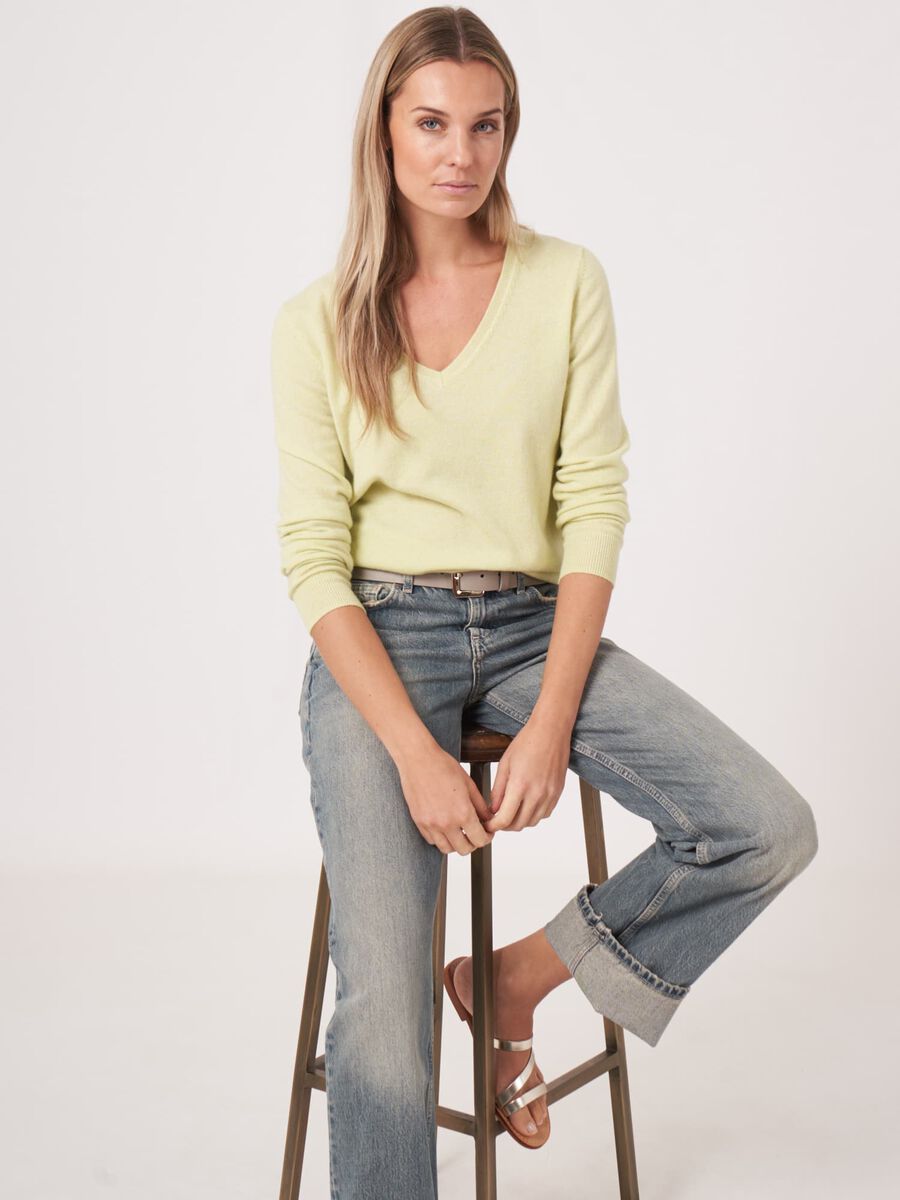 repeat cashmere Basic organisch cashmere V-hals trui