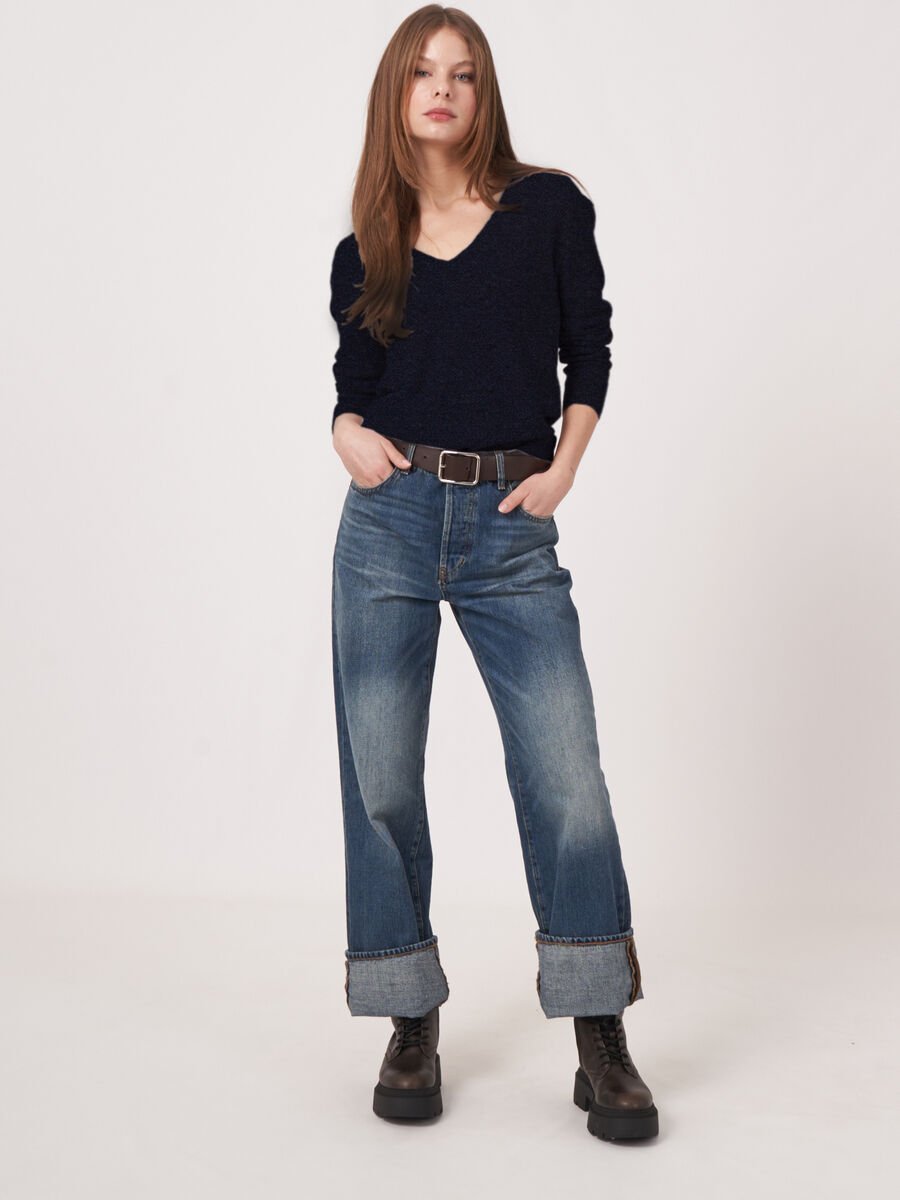 repeat cashmere Basic organisch cashmere V-hals trui