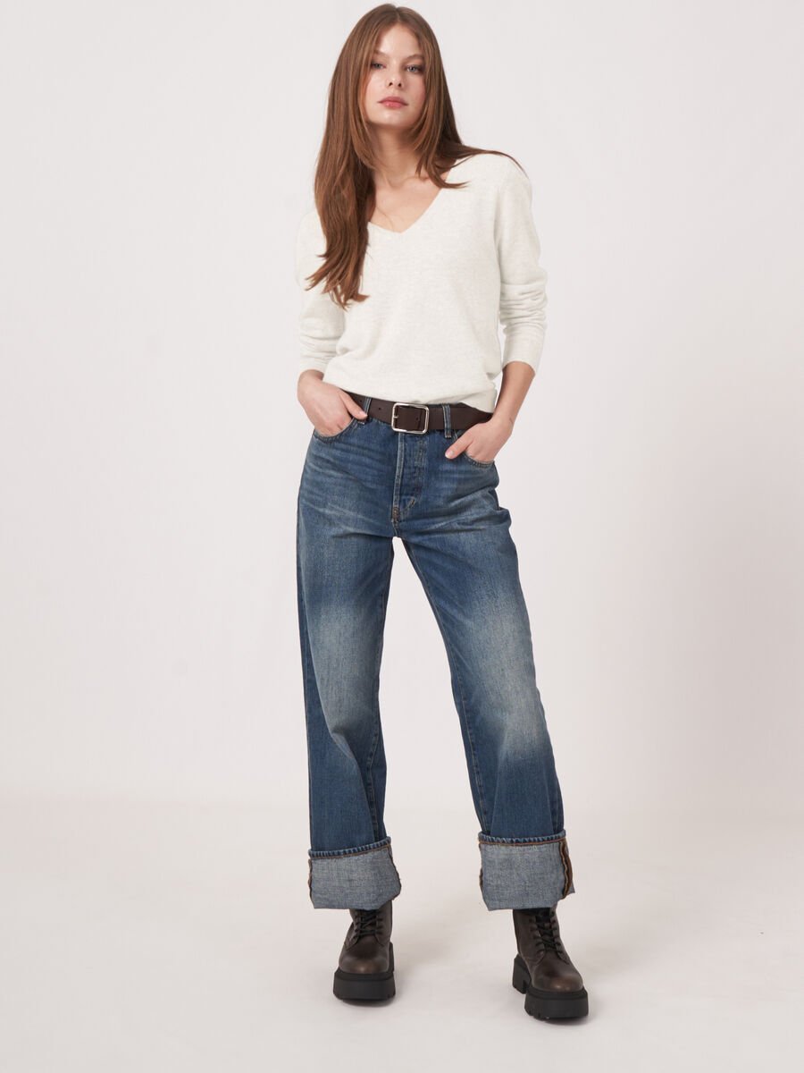 repeat cashmere Basic organisch cashmere V-hals trui