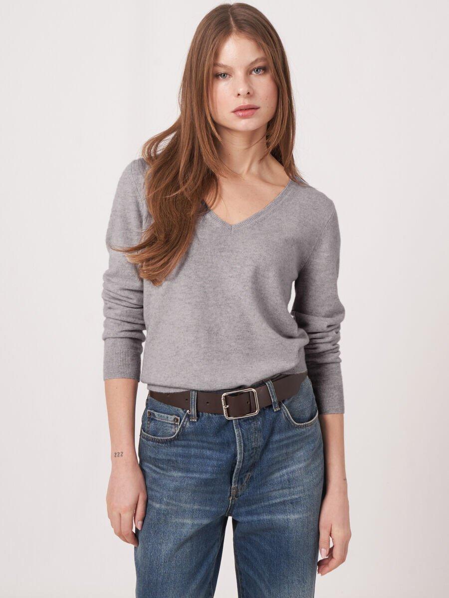repeat cashmere Basic organisch cashmere V-hals trui