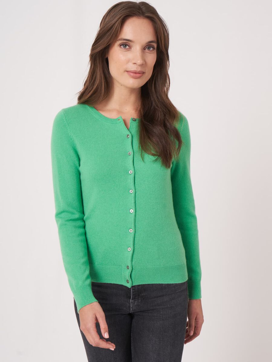 repeat cashmere Basic organisch cashmere vest met ronde hals