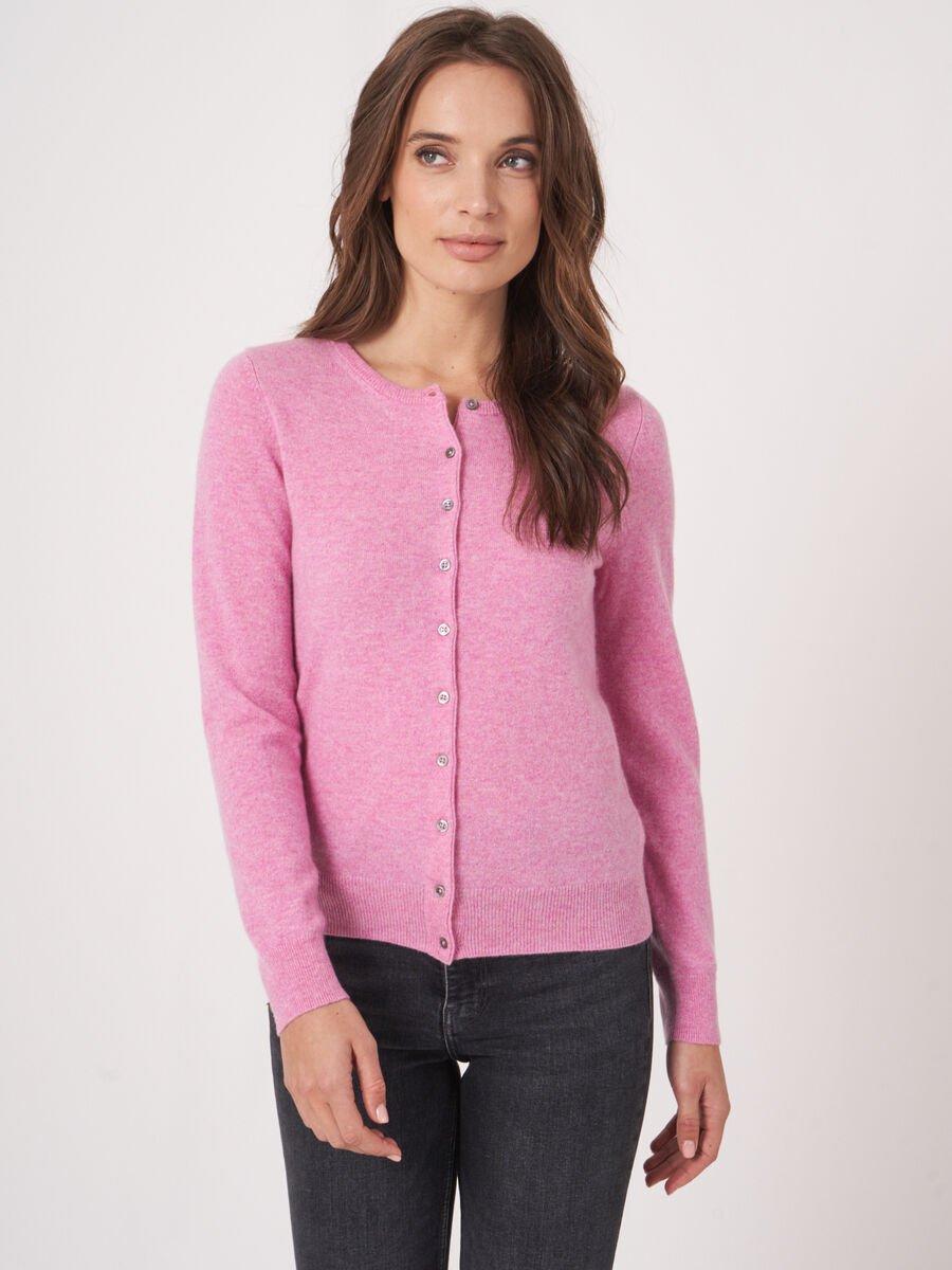repeat cashmere Basic organisch cashmere vest met ronde hals