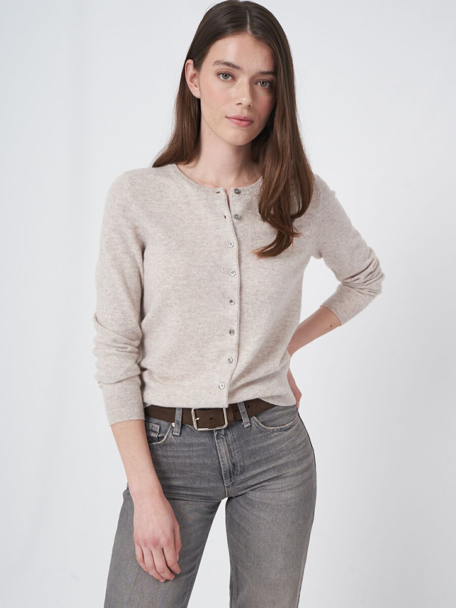 repeat cashmere Basic organisch cashmere vest met ronde hals