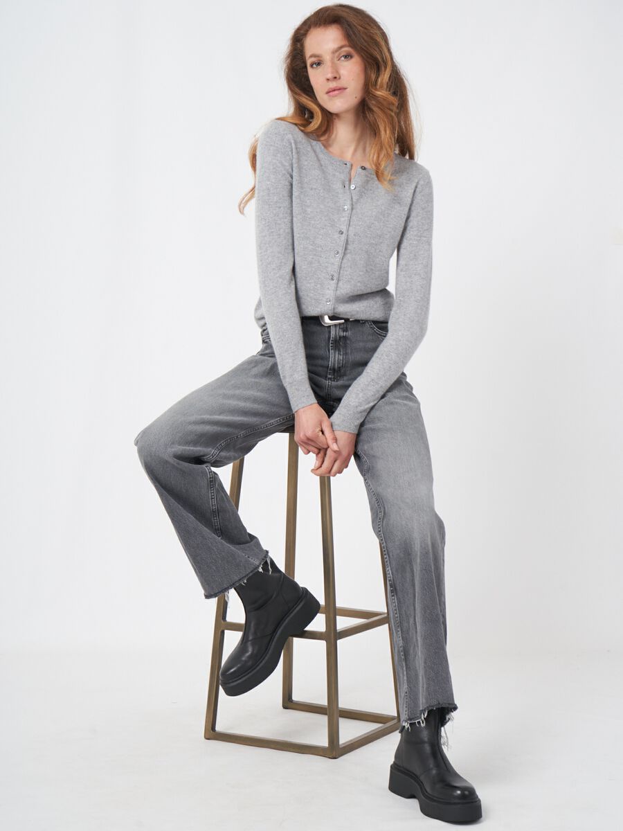 repeat cashmere Basic organisch cashmere vest met ronde hals