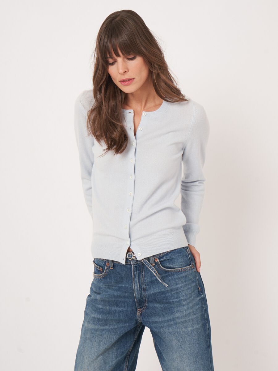 repeat cashmere Basic organisch cashmere vest met ronde hals