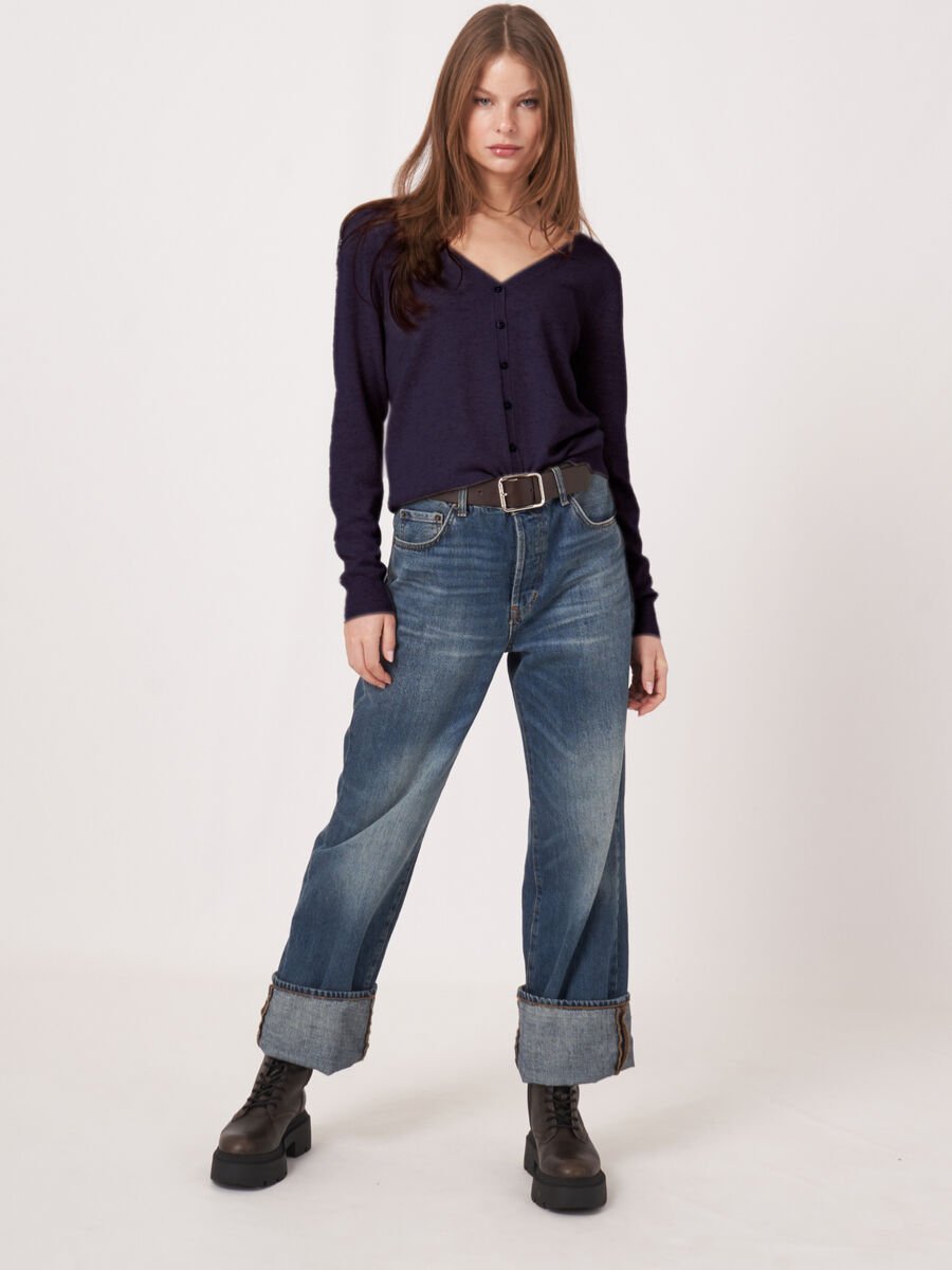 repeat cashmere Basic organisch cashmere vest met V-hals