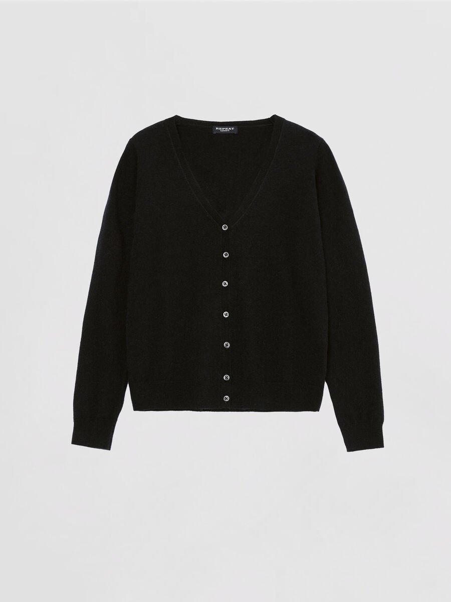 repeat cashmere Basic organisch cashmere vest met V-hals