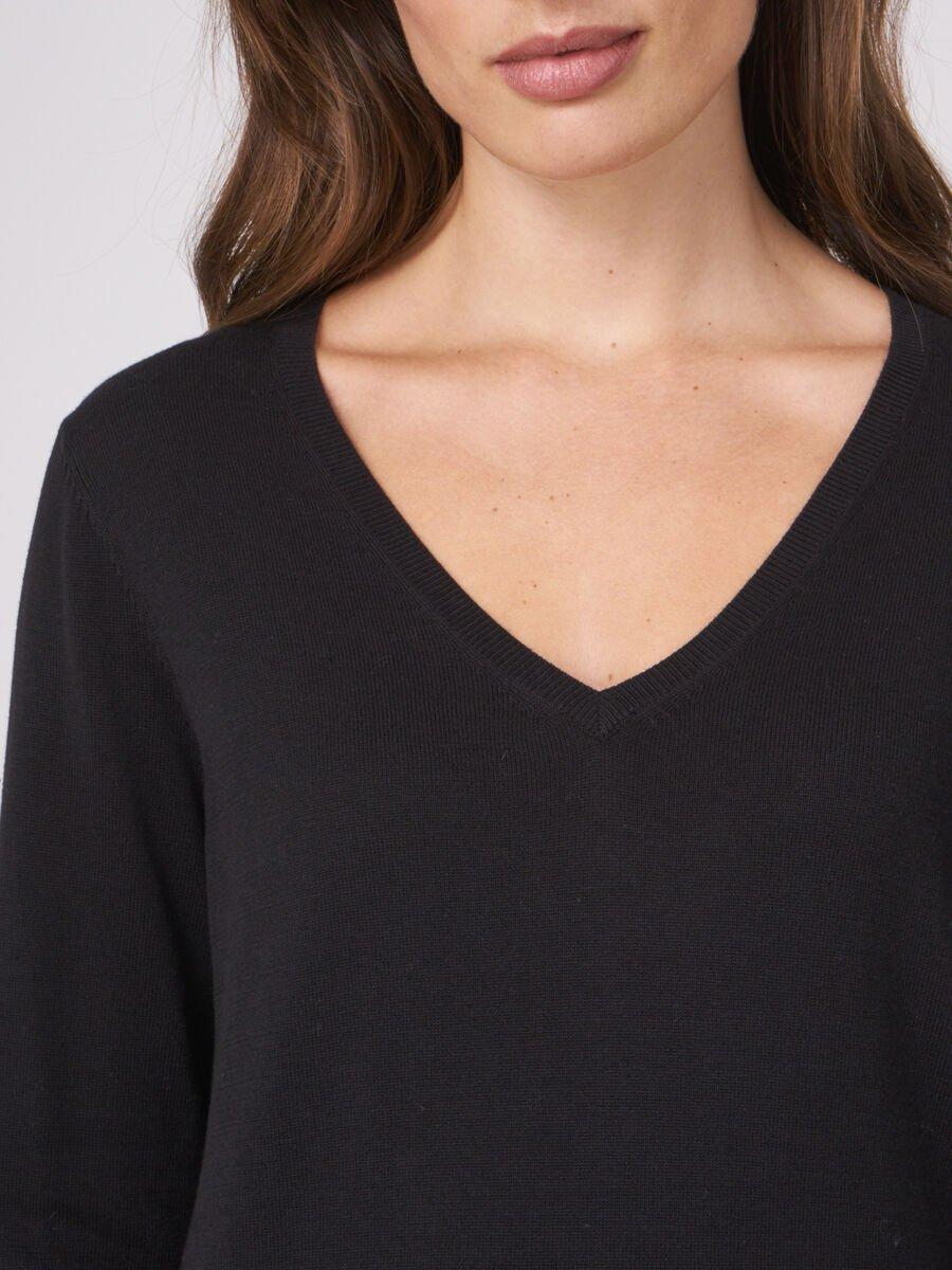 Repeat Cashmere Basic Sweater Met V-hals Van Katoenmix