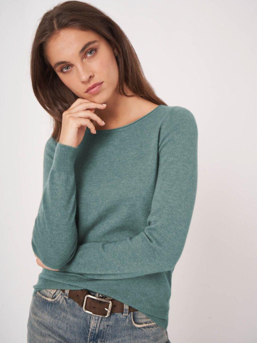 Repeat Cashmere Basic Trui Met Boothals Van Cashmere Wolmix