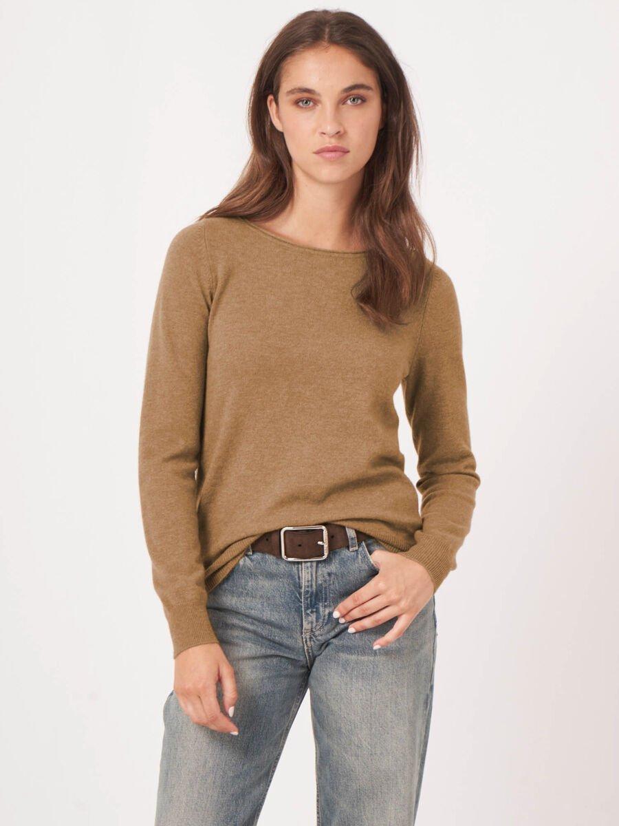 Repeat Cashmere Basic Trui Met Boothals Van Cashmere Wolmix