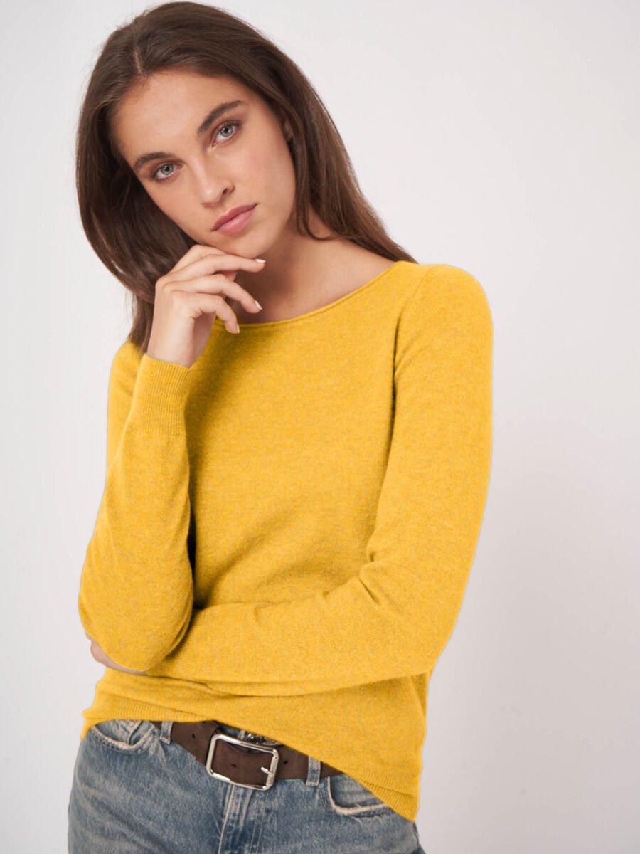 Repeat Cashmere Basic Trui Met Boothals Van Cashmere Wolmix