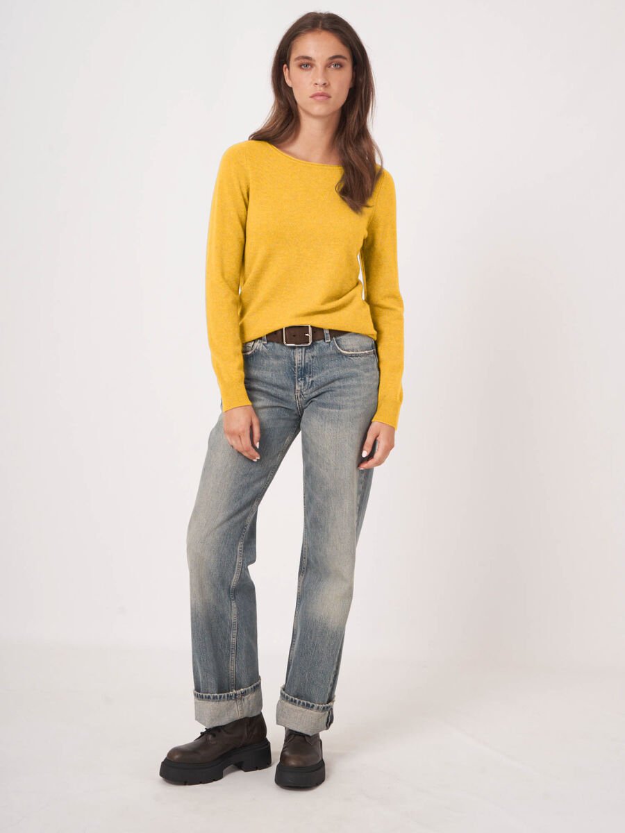 repeat cashmere Basic trui met boothals van cashmere wolmix repeat cashmere Basic trui met boothals van cashmere wolmix